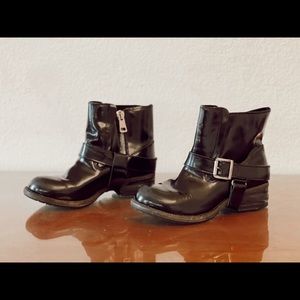 All saints patent leather booties